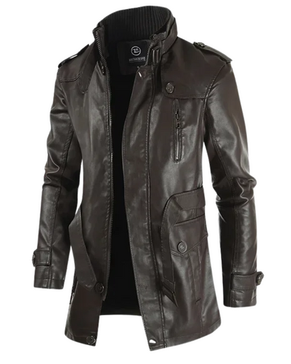 Elegant Long Leather Biker Jacket | Last Day 80% Off!