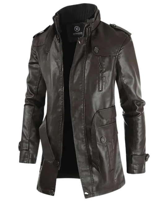 Elegant Long Leather Biker Jacket | Last Day 80% Off!