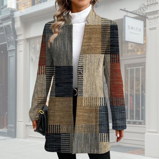 Multi-Colour Plaid Patchwork Coat Last day 80% off!