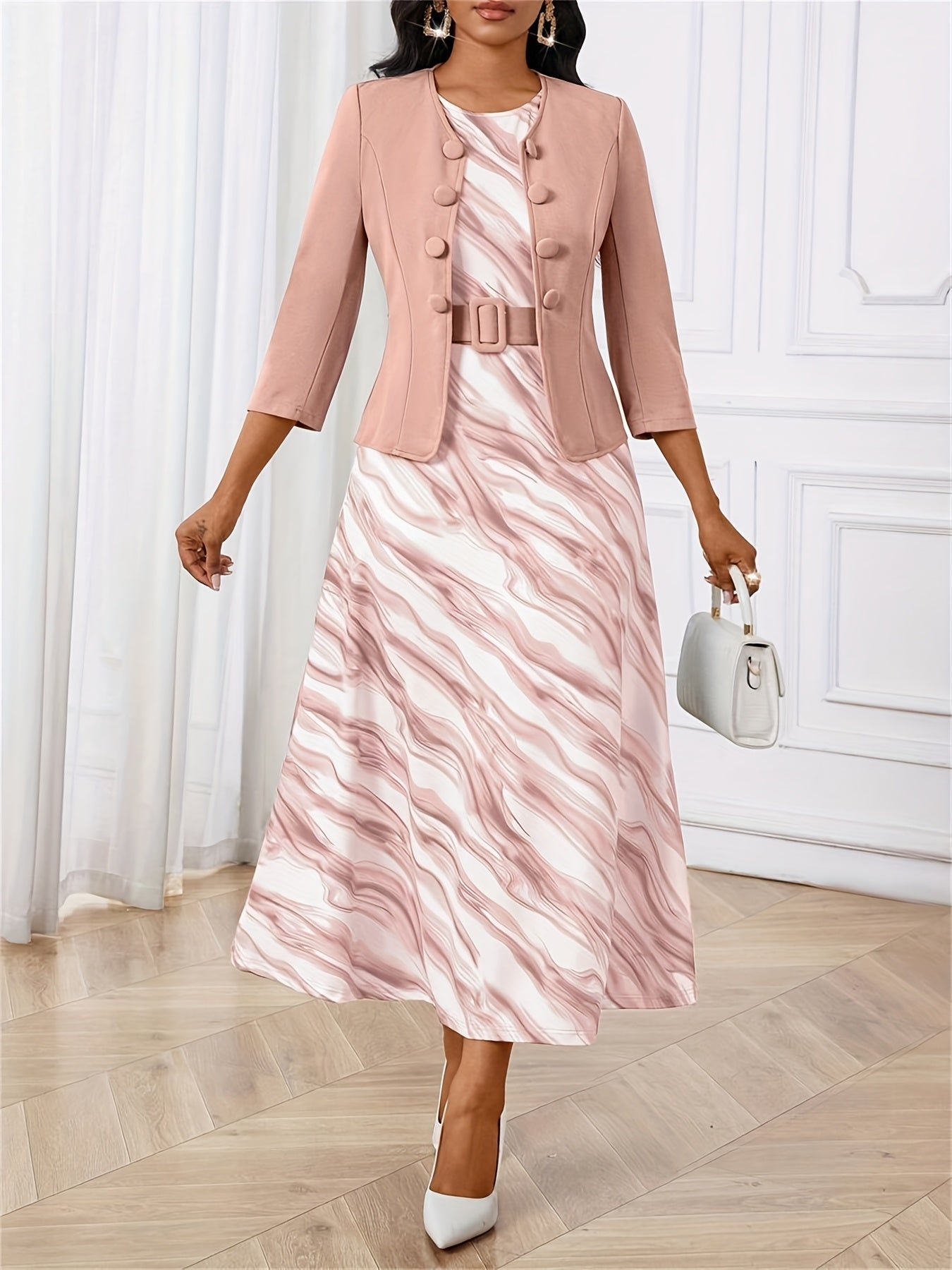 Amelie Lane | Printed Belted Two-Piece Set | Last Day 80% Off!