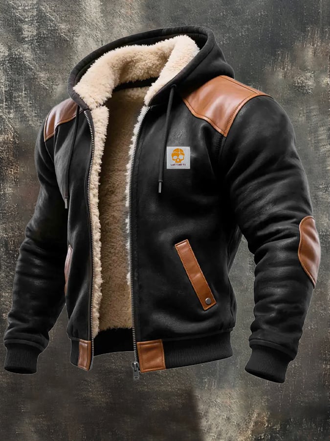 Vintage suede leather men's jacket with hood | Last Day 80% Off!