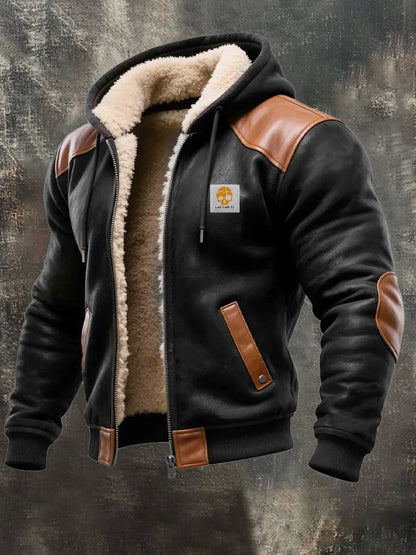 Vintage suede leather men's jacket with hood | Last Day 80% Off!