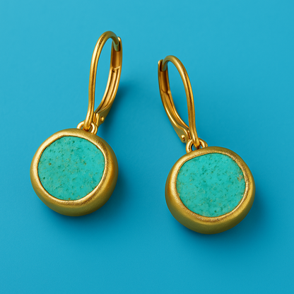 Gold Earrings with Turquoise Stone | Last day 80% off!