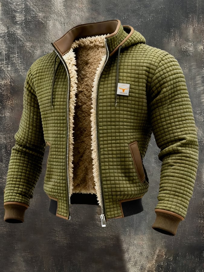 Men's outdoor jacket with retro structure and square check pattern | Last Day 80% Off!