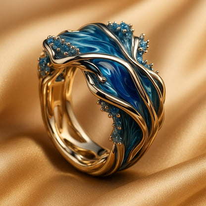 Vintage Golden Ocean Wavy Ring | Last day 80% off!