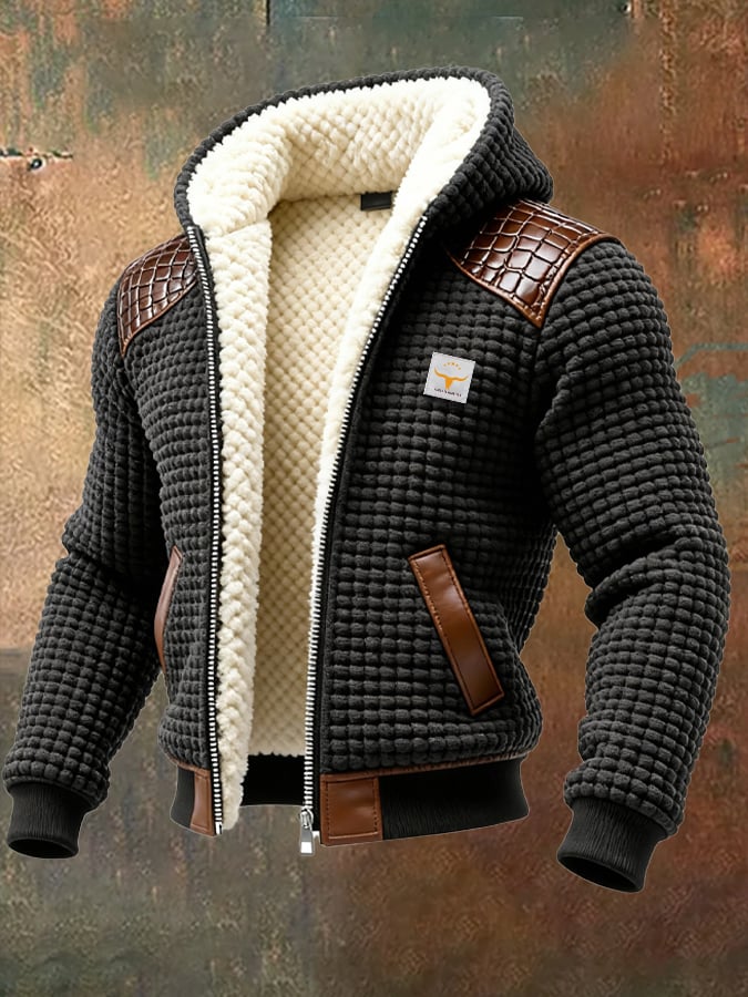 Retro gilet voor heren met een geruit, gestructureerd leren patchwork | Last Day 80% Off!