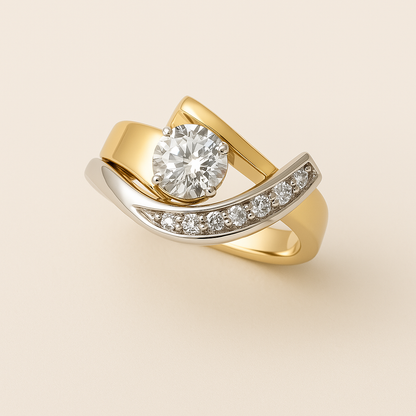 Vintage Irregular Gold & Silver Zirconia Ring | Last day 80% off!