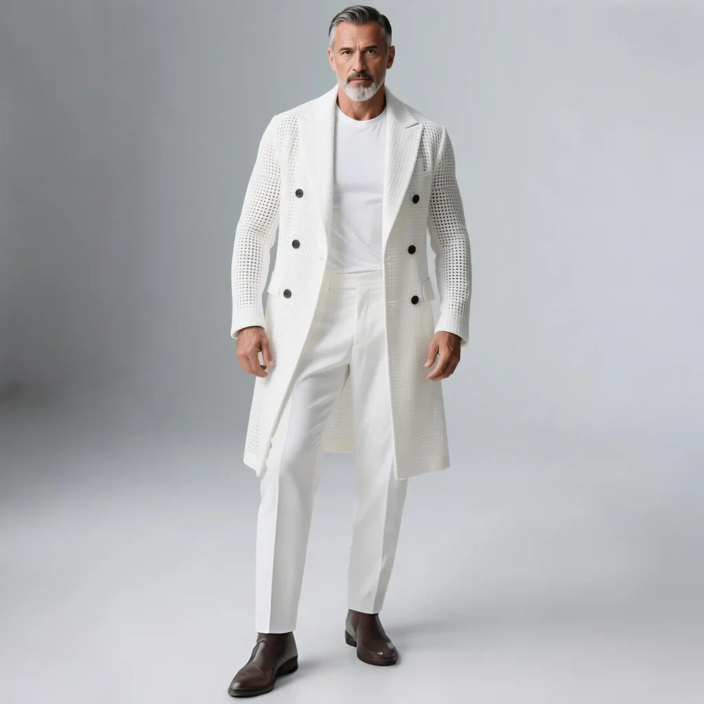 Men's Hollow Out Double-Breasted Overcoat