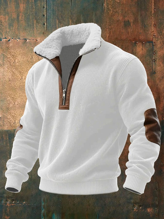 Men's Knitted Sweater with Zip and Fur Collar | Last Day 80% Off!