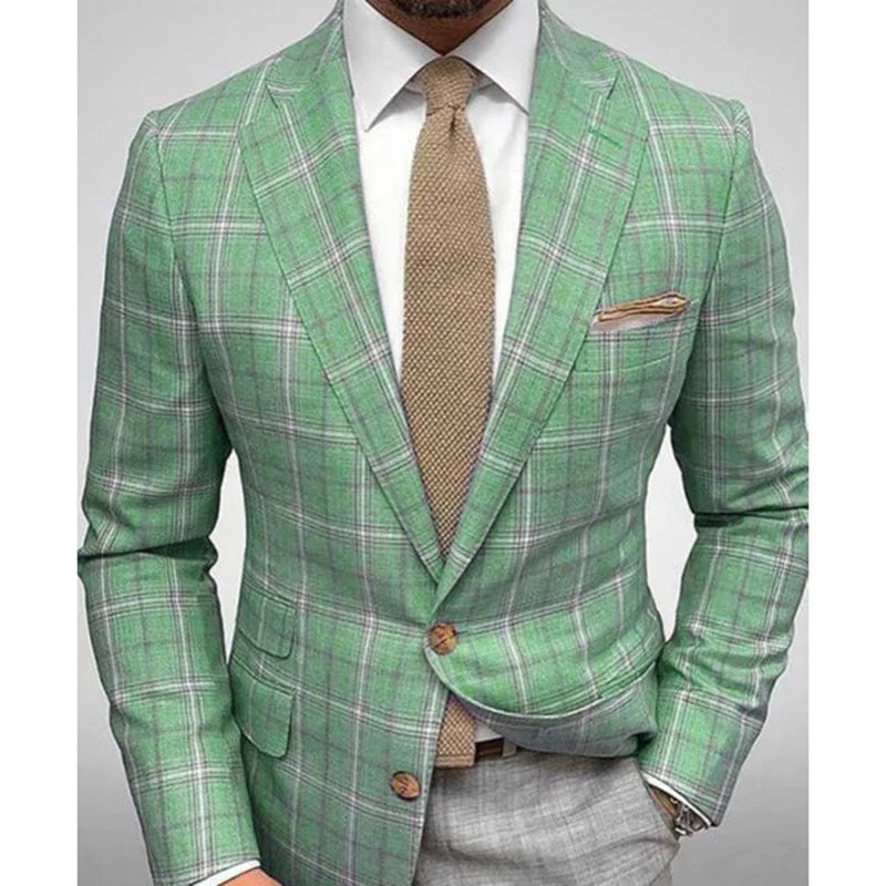 Men's Business Plaid Two-Button Blazer Last Day 80% Off!