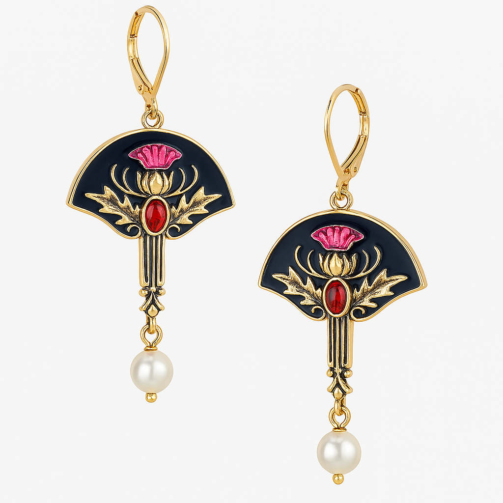 Boho Earrings with Pearls and Red Crystal | Last day 80% off!