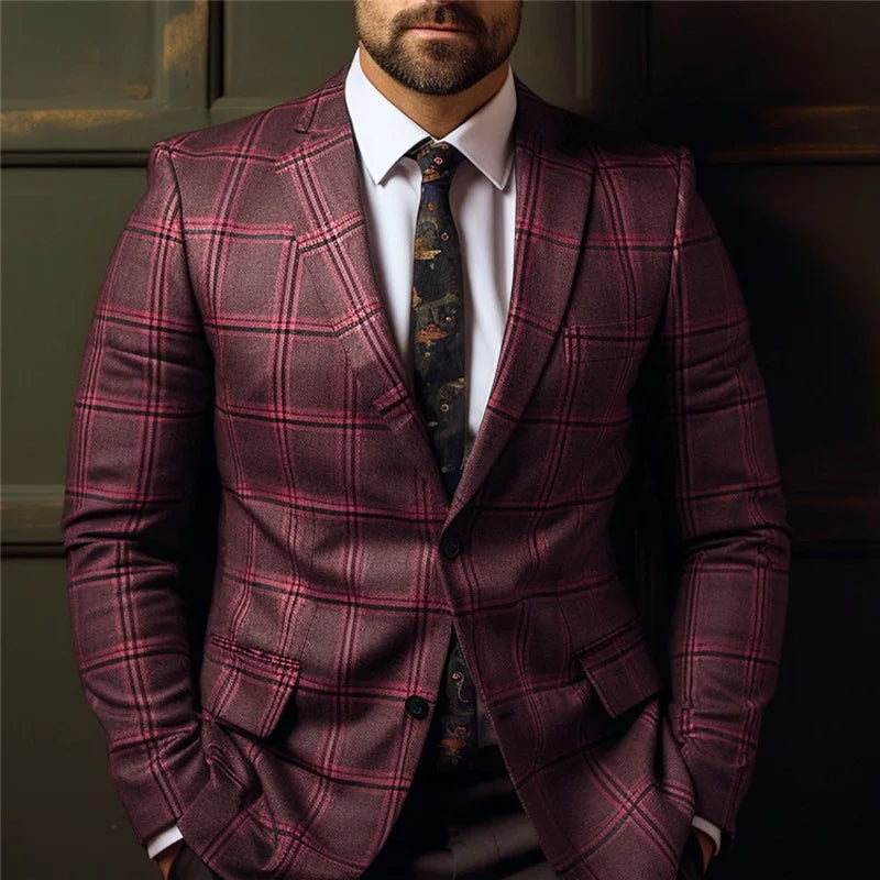 Men's Business Casual Plaid Two-Button Blazer Last Day 80% Off!