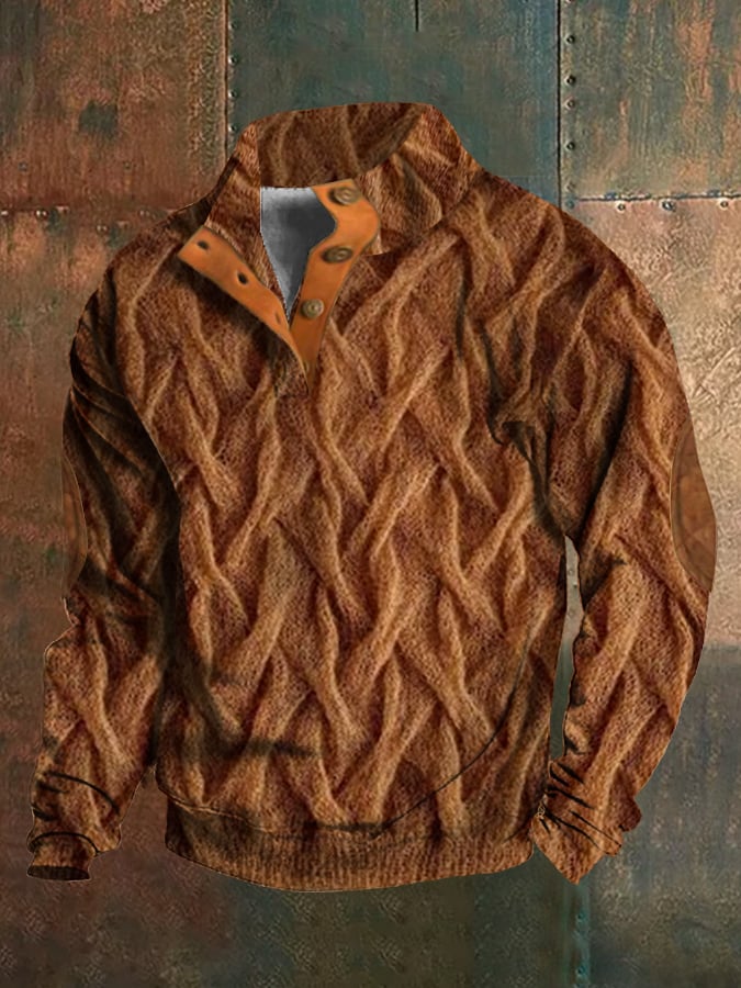 Men's Retro Casual Geometric Knit Print Sweatshirt Last Day 80% Off!