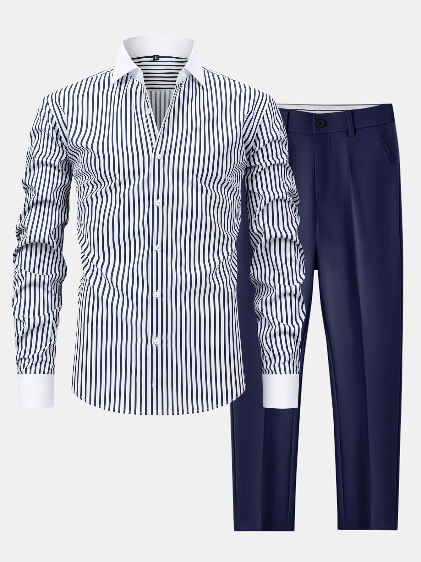 Non-Iron Striped Winchester Shirt & Slim Fit Tapered Trousers | Last day 80% off!