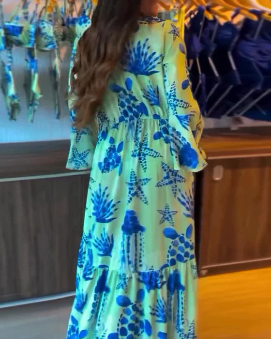 Holiday Swimsuit with Print and Open Sleeves | Last Day 80% Off!