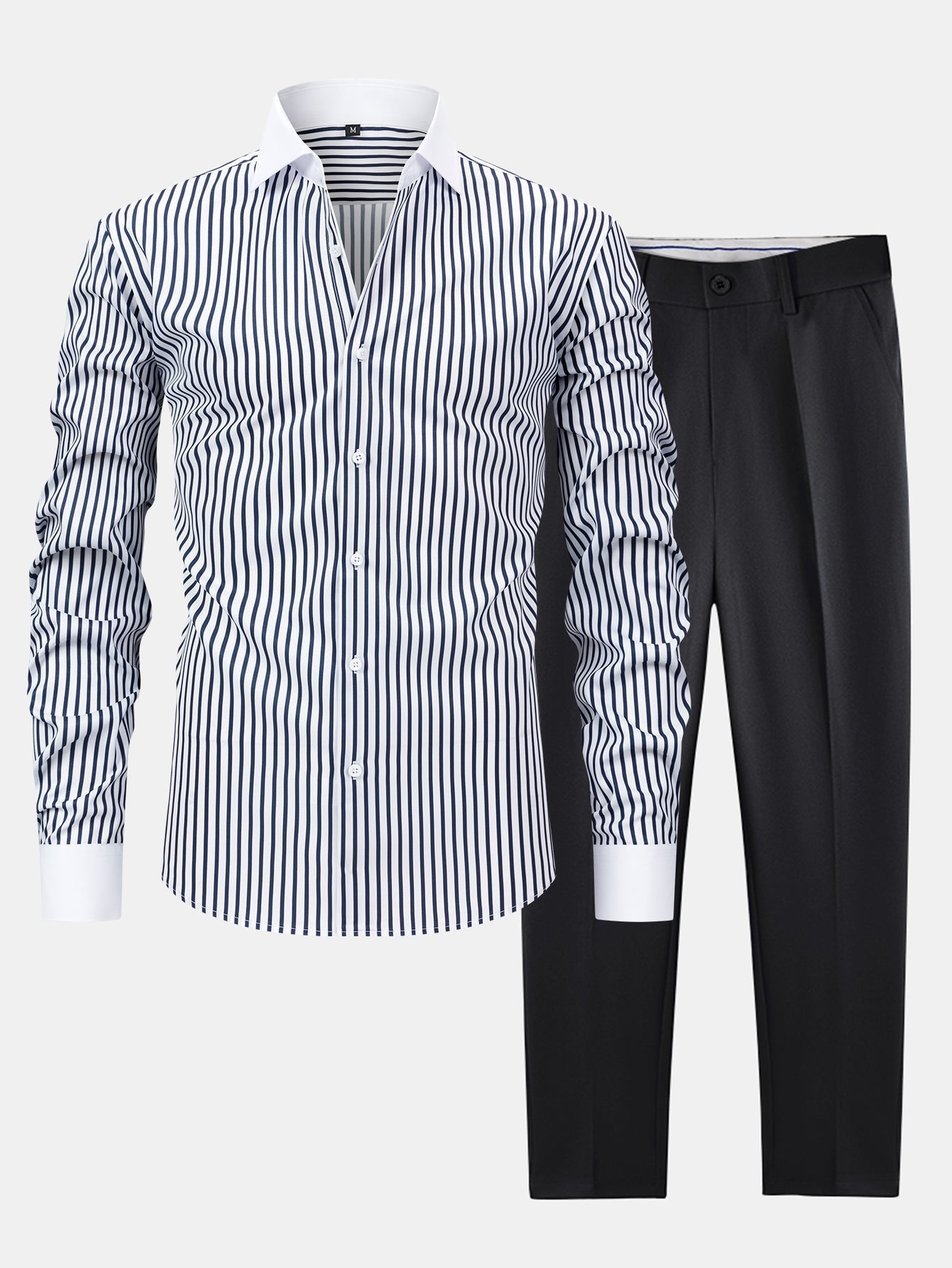 Non-Iron Striped Winchester Shirt & Slim Fit Tapered Trousers | Last day 80% off!
