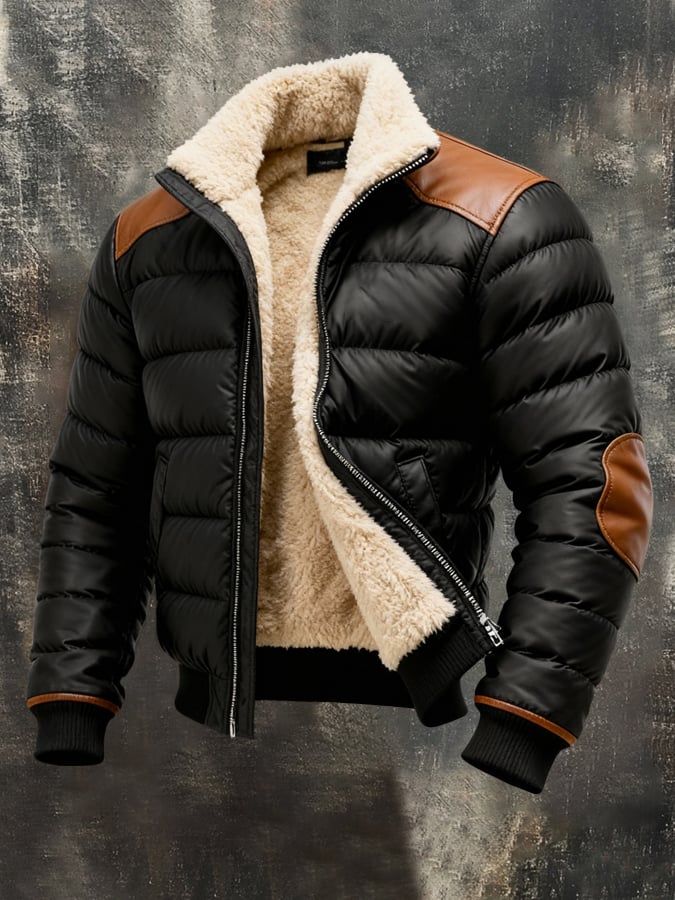 Men's Retro Warm Colour Block Outdoor Jacket Cotton Jacket | Last Day 80% Off!