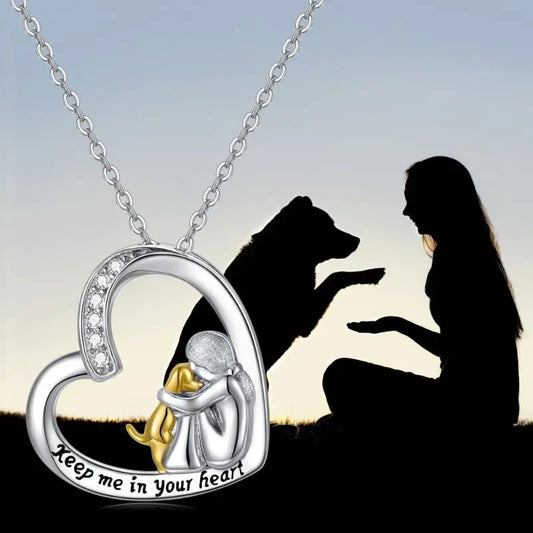 925 Sterling Silver Necklace – Heart & Dog Design with Zirconia | Last Day 80% Off!