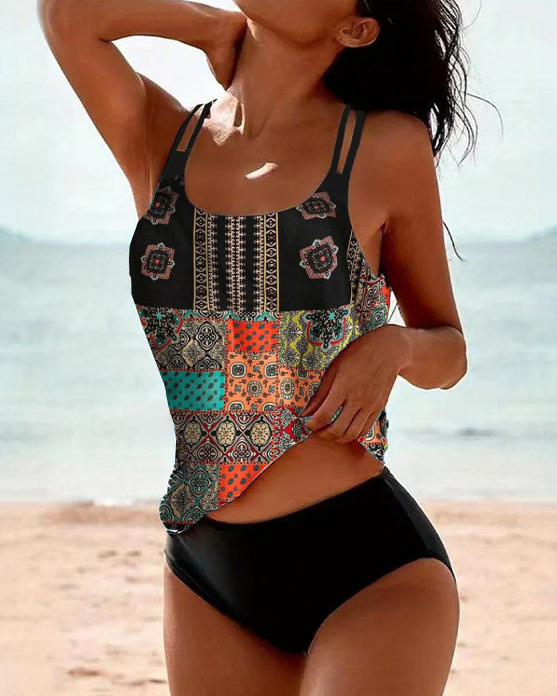 Mila – Retro Two-Piece Swimsuit with Triangle Design | Last Day 80% Off!