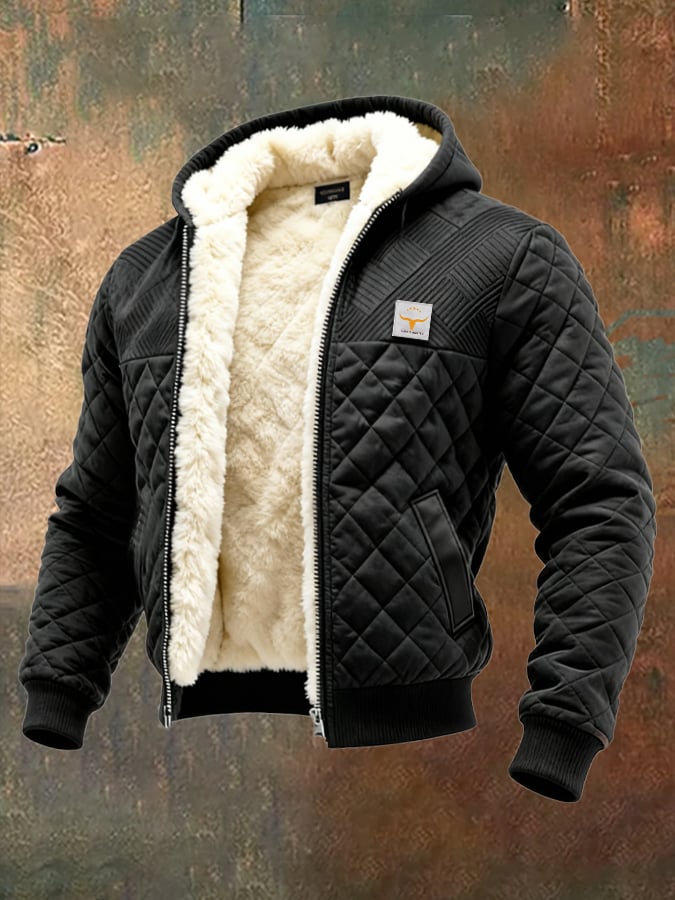 Retro knitted padded, textured patchwork fleece-lined outdoor jacket | Last Day 80% Off!