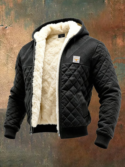 Retro knitted padded, textured patchwork fleece-lined outdoor jacket | Last Day 80% Off!