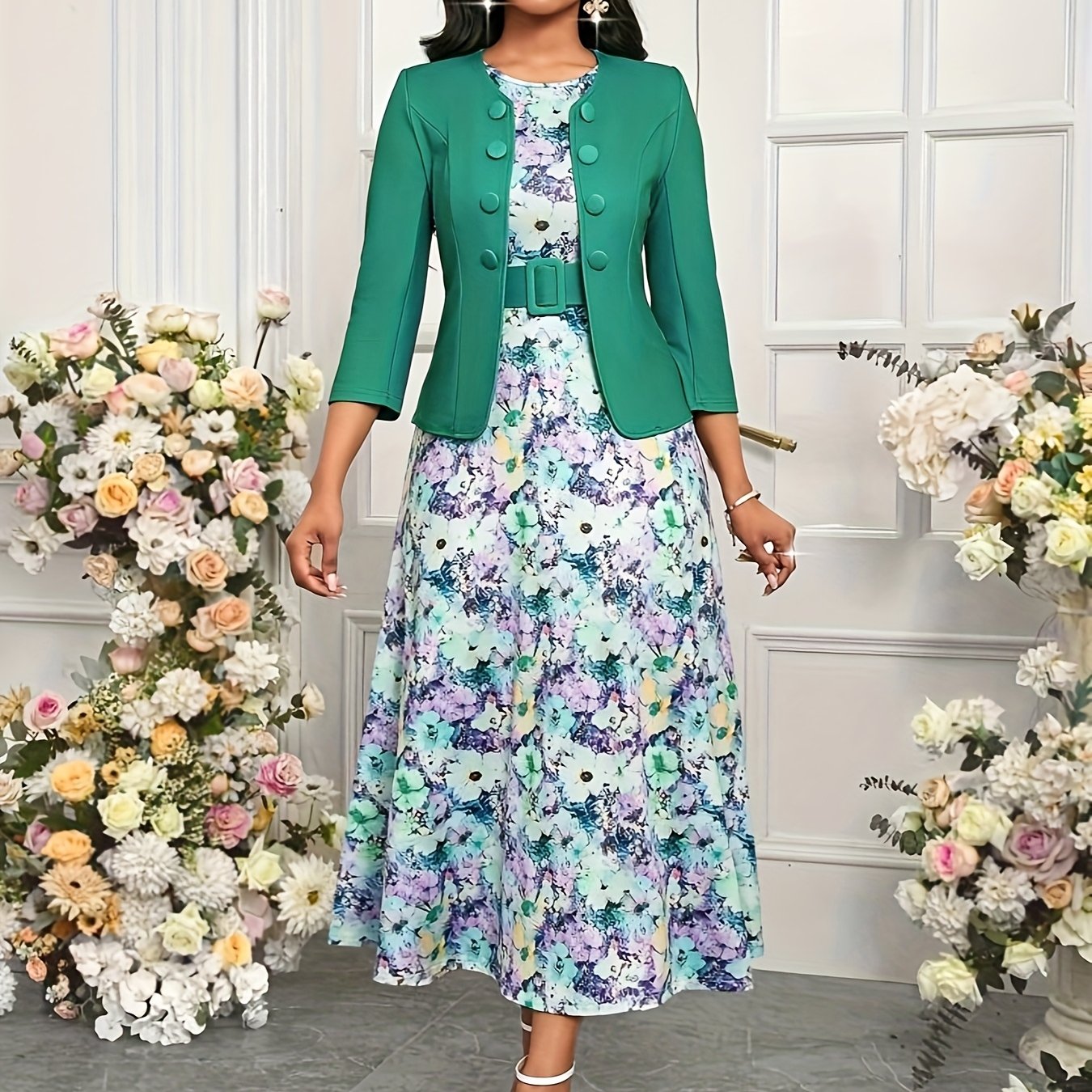 Amelie Lane | Printed Belted Two-Piece Set | Last Day 80% Off!