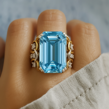 Vintage Blue Zirconia Layered Gold Ring | Last day 80% off!