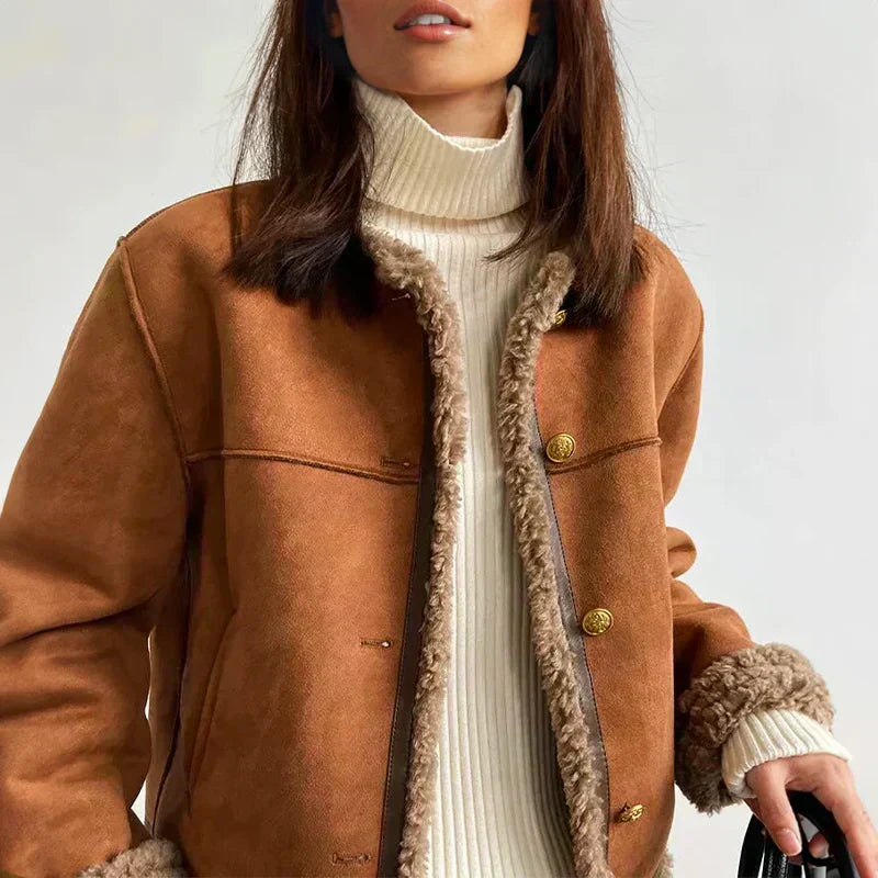 Rosalie | Buttoned Sheepskin Jacket | Last day 80% off!