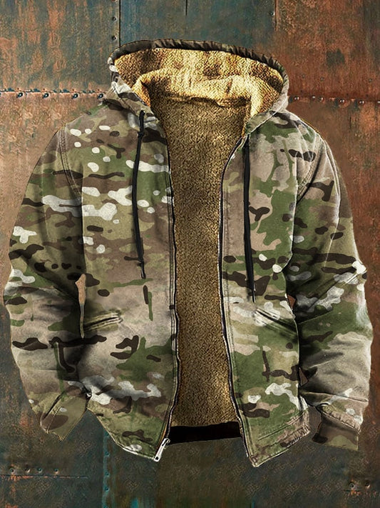 Men's Retro Camouflage Print Fleece Jacket (BUY 1 GET 1 FREE)
