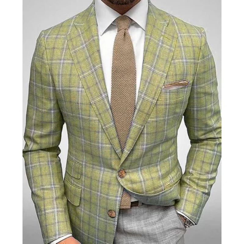 Men's Business Plaid Two-Button Blazer Last Day 80% Off!