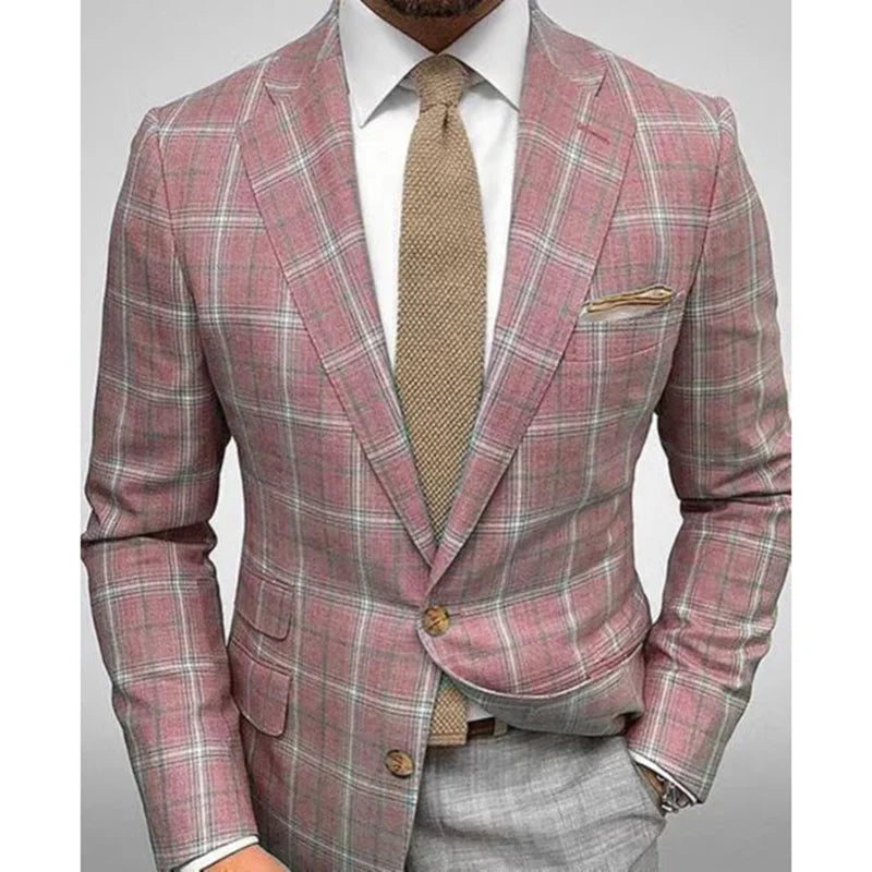 Men's Business Plaid Two-Button Blazer Last Day 80% Off!