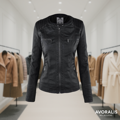 Olivia™ | Waterproof Women's Leather Jacket with Hood Last day 80% off!