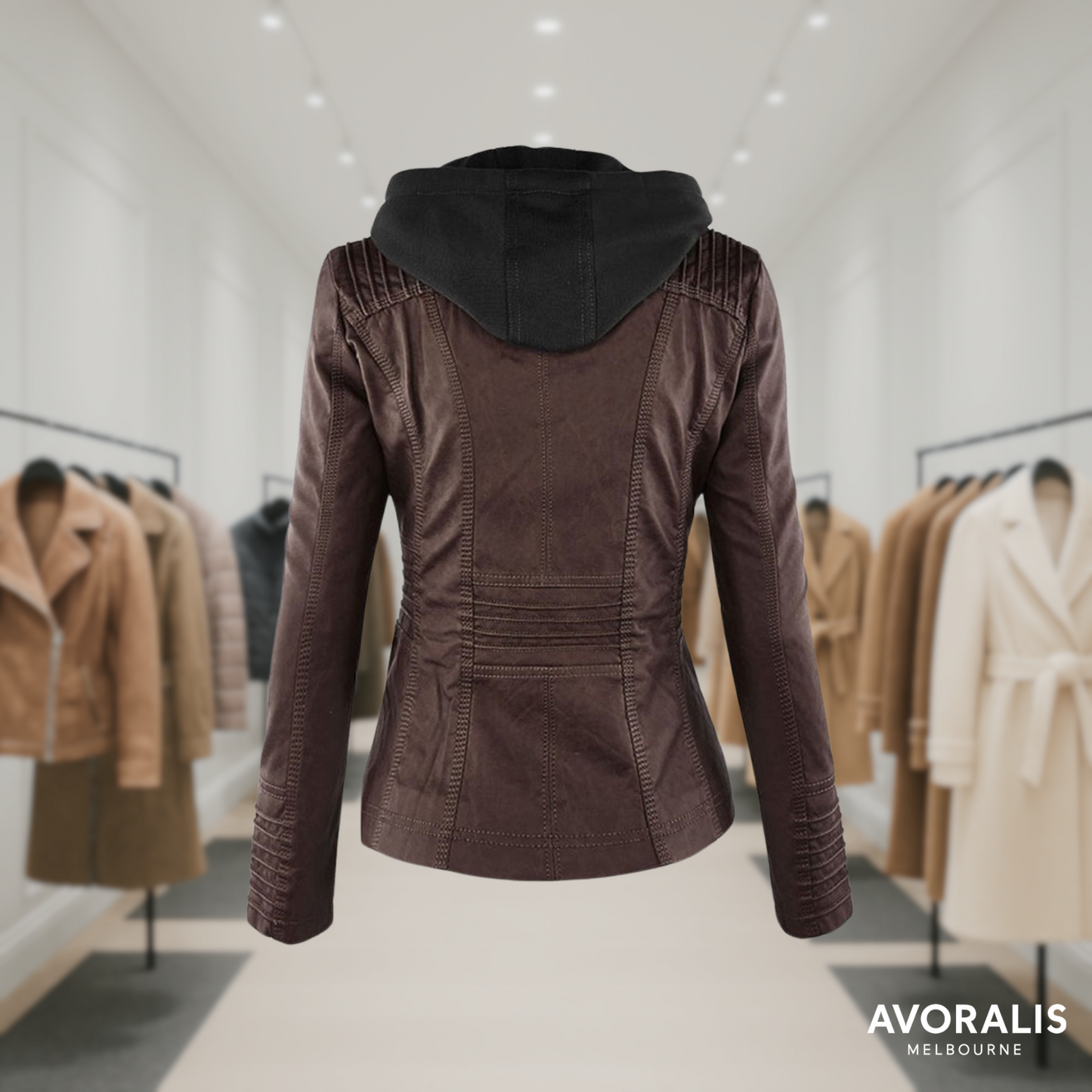 Olivia™ | Waterproof Women's Leather Jacket with Hood Last day 80% off!