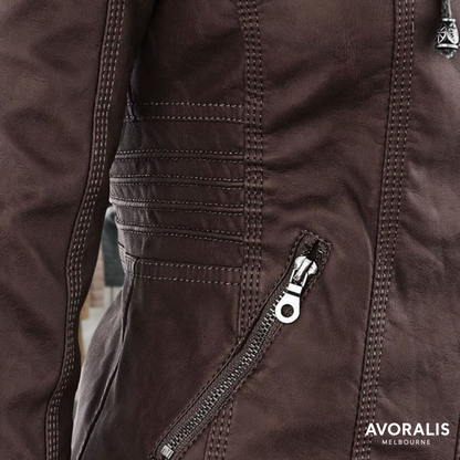 Olivia™ | Waterproof Women's Leather Jacket with Hood Last day 80% off!