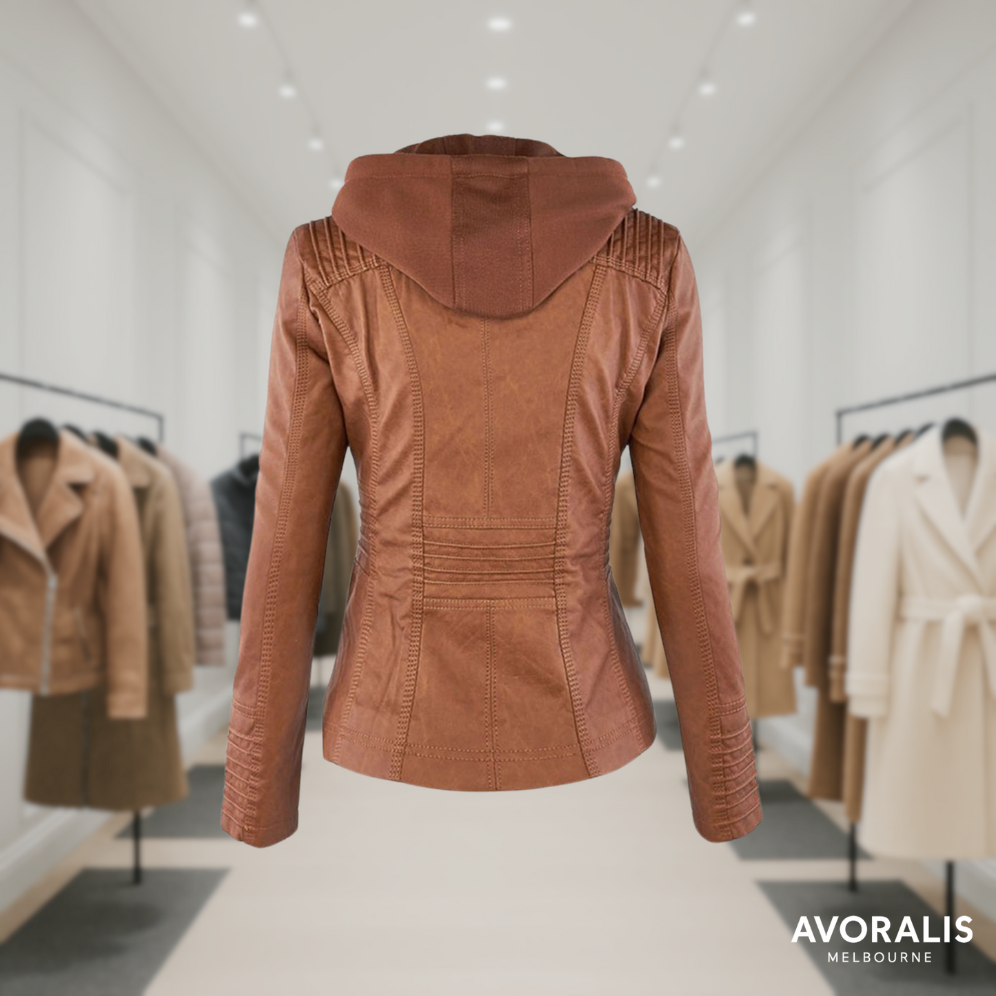 Olivia™ | Waterproof Women's Leather Jacket with Hood Last day 80% off!