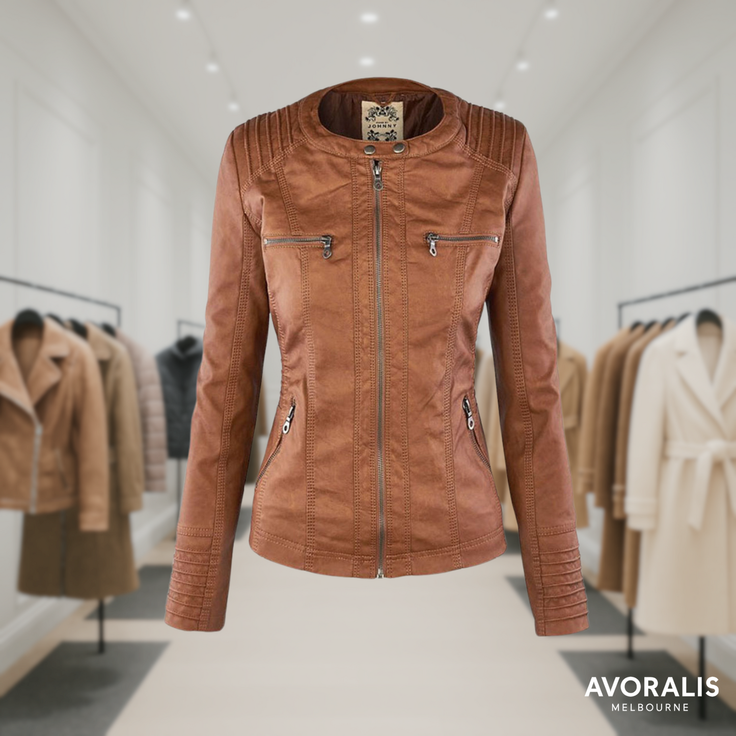 Olivia™ | Waterproof Women's Leather Jacket with Hood Last day 80% off!