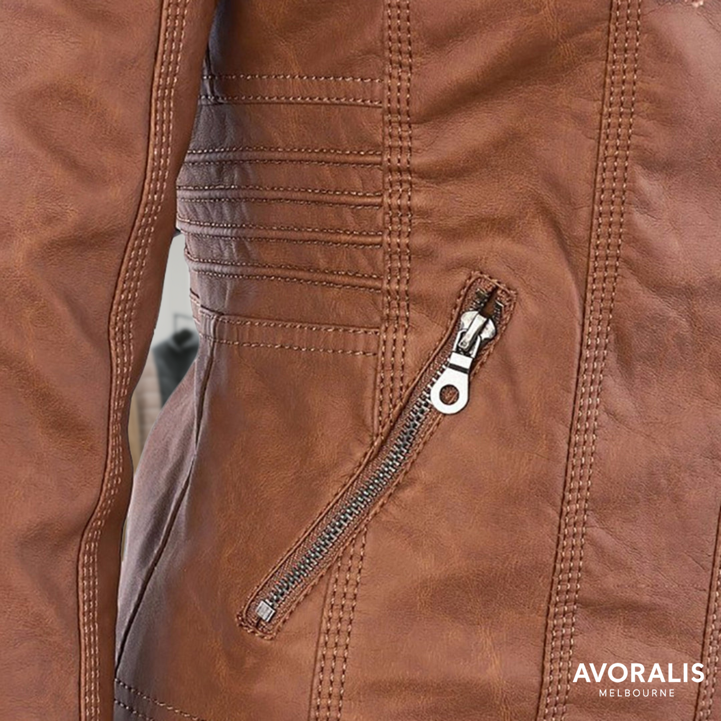 Olivia™ | Waterproof Women's Leather Jacket with Hood Last day 80% off!