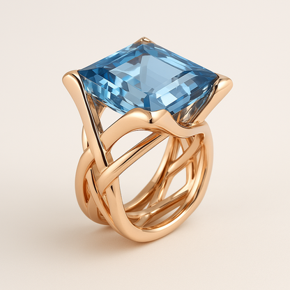 Vintage Rose Gold Blue Zirconia Ring | Last day 80% off!