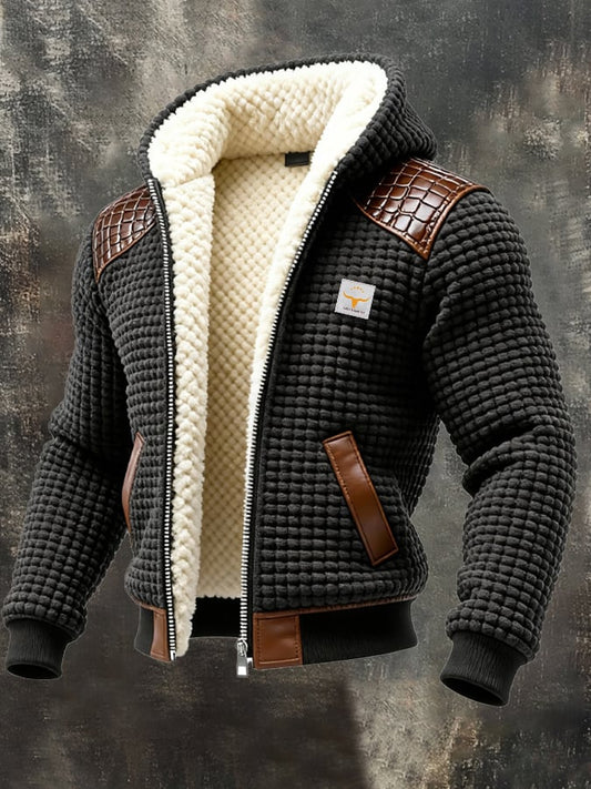 Retro gilet voor heren met een geruit, gestructureerd leren patchwork | Last Day 80% Off!