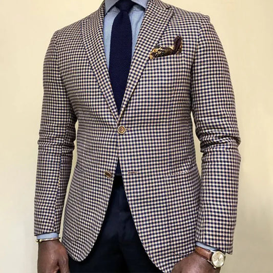 Men's Plaid Notch Lapel Blazer Last Day 80% Off!