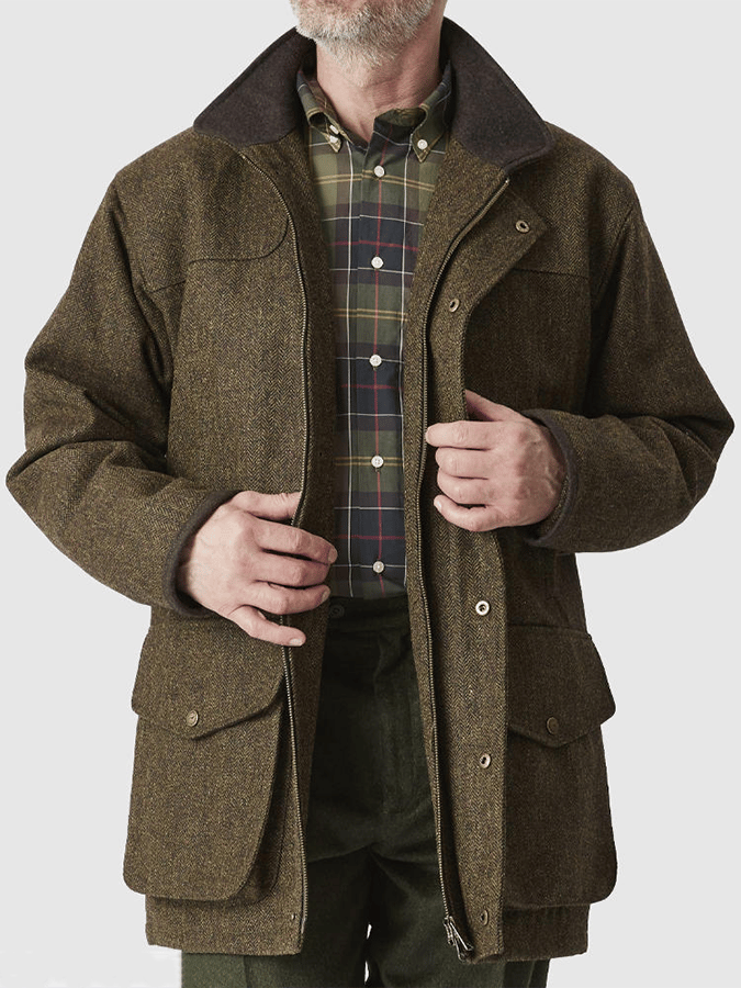 Men's Western Vintage Outdoor Hunting Zip Button Herringbone Casual Jacket Last day 80% off!