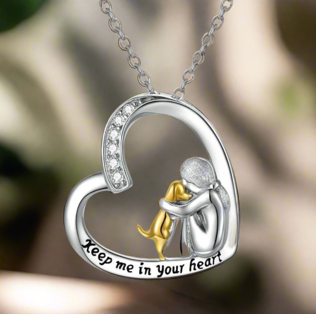 925 Sterling Silver Necklace – Heart & Dog Design with Zirconia | Last Day 80% Off!