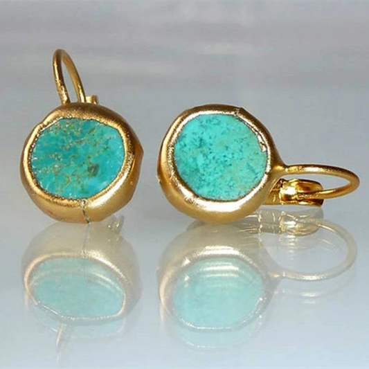 Turquoise Stone Gold Earrings | Last Day 80% Off!
