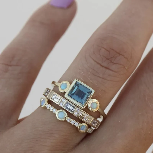 Ocean - Vintage Crystal Ring Set | Last Day 80% Off!