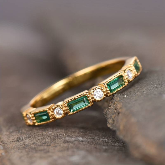 Green Inlaid Zirconia Gold Ring | Last Day 80% Off!