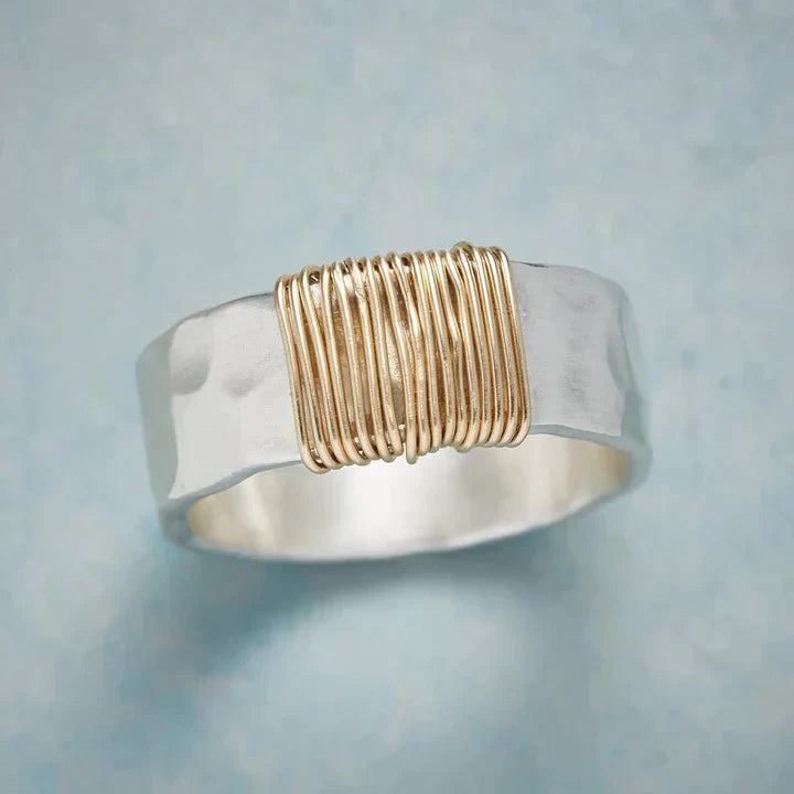 Vintage Golden Threads Silver Ring | Last day 80% off!