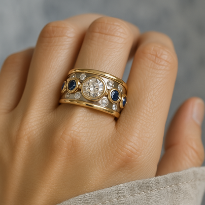 Vintage Golden Inlaid Zirconia Ring | Last day 80% off!