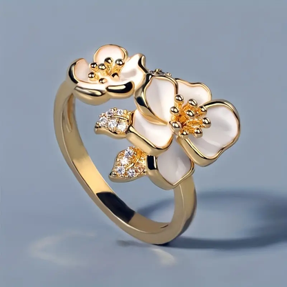 White Blossom Gold Ring | Last day 80% off!