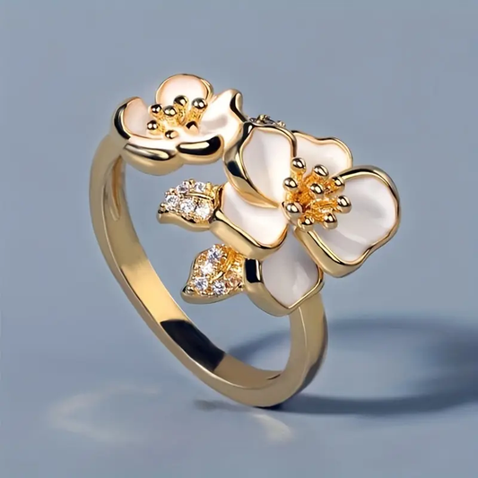 White Blossom Gold Ring | Last day 80% off!