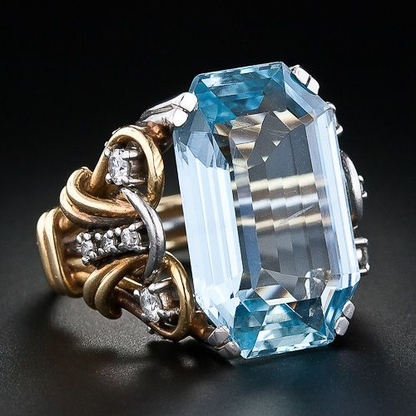 Vintage Blue Zirconia Layered Gold Ring | Last day 80% off!